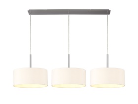 DK0594  Baymont 40cm Shade 3 Light Pendant Satin Nickel, Nude Beige/Moonlight